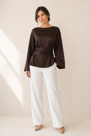 Blusa Satinada Cruzada
