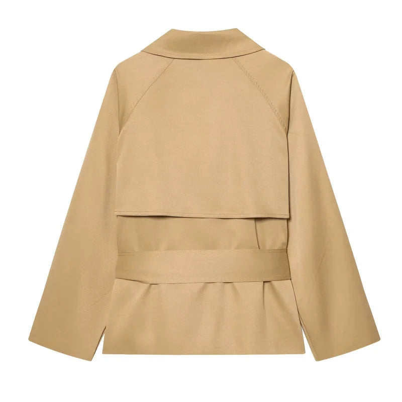Gabardina Corta Cruzada Estilo Británico