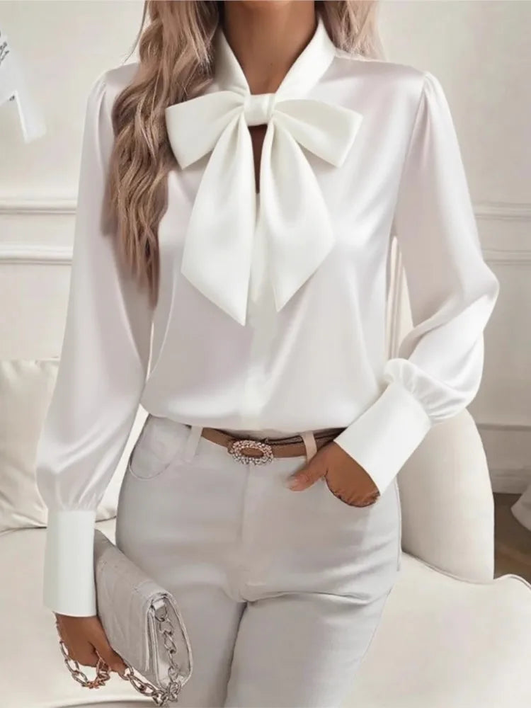 Blusa Satinada con Lazo