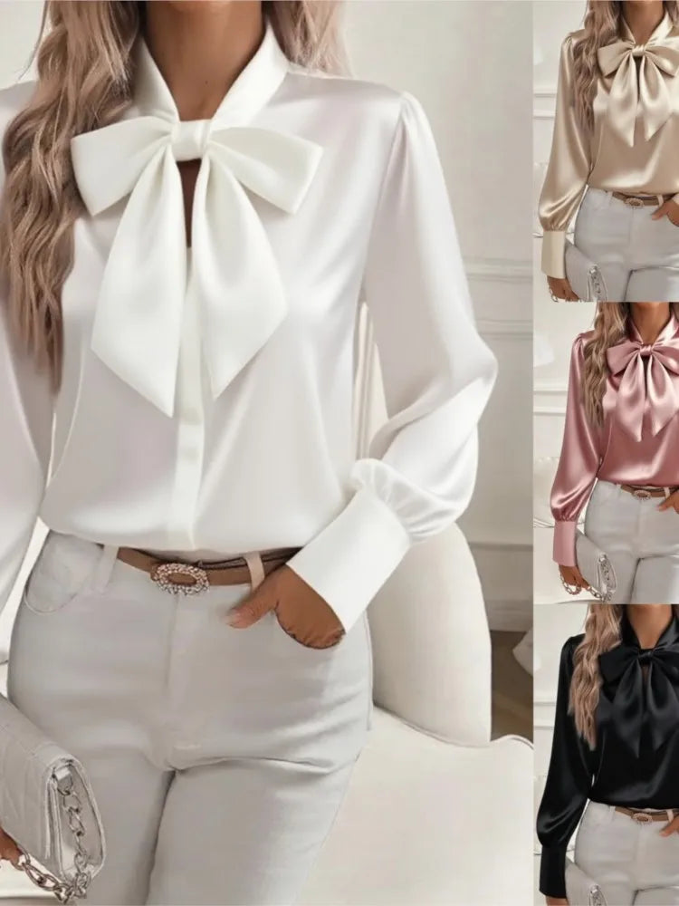 Blusa Satinada con Lazo