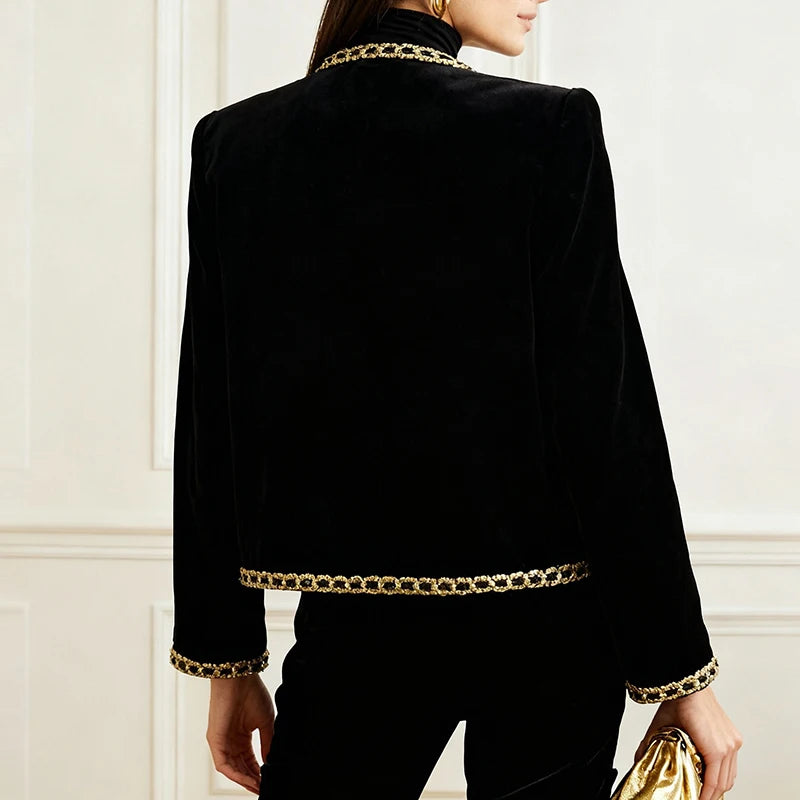 Chaqueta de Terciopelo Bordada en Oro
