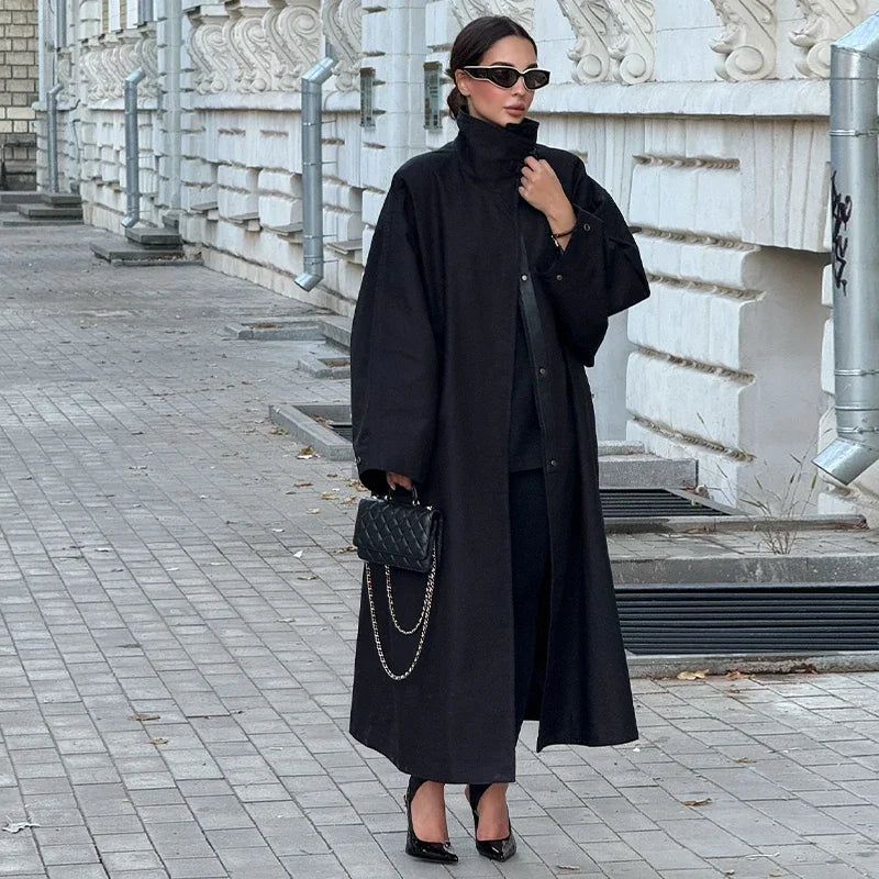 Gabardina Larga de Cuello Alto