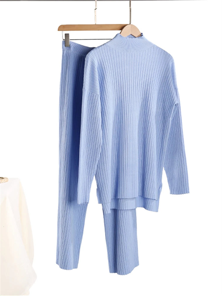 Conjunto de Punto Jersey y Pantalón Recto