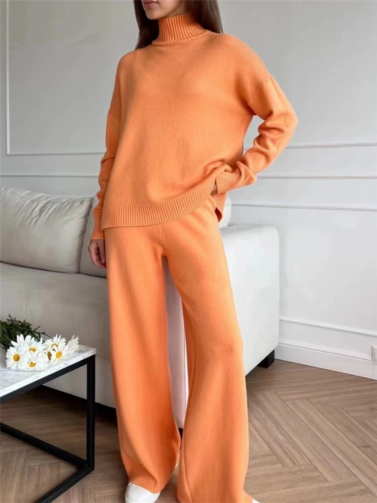 Conjunto de Punto Jersey y Pantalón Recto