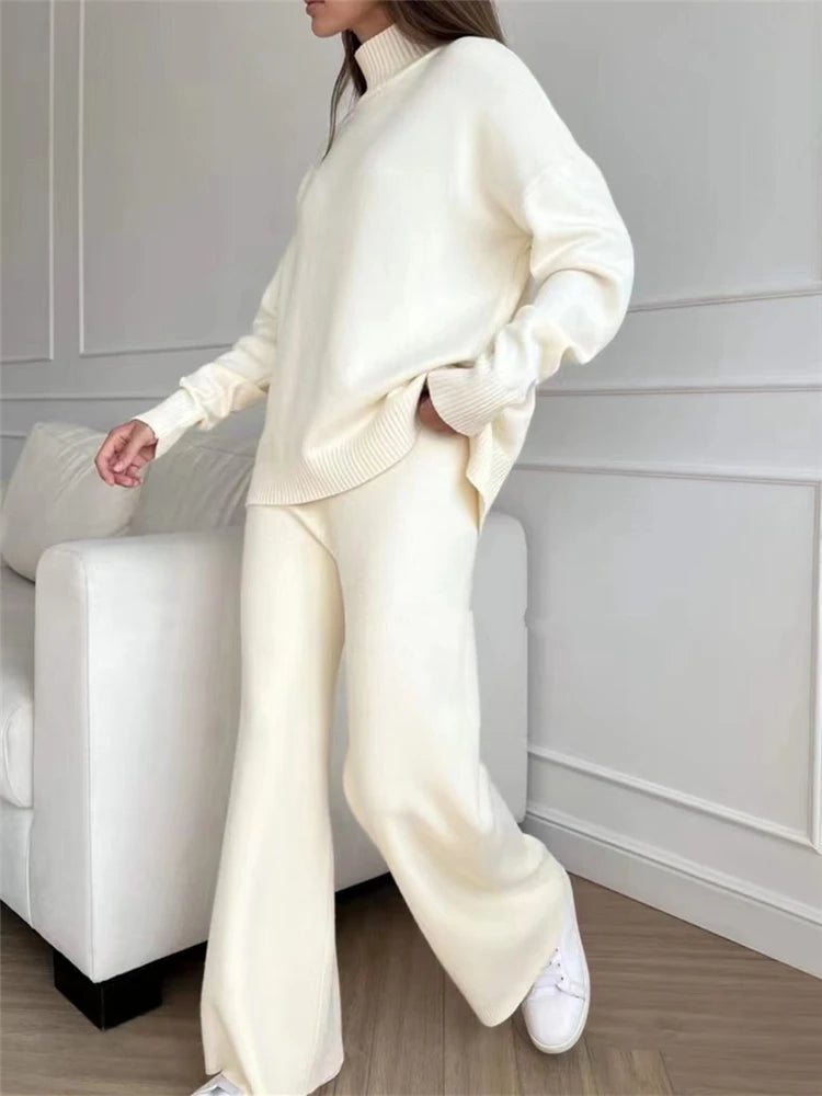 Conjunto de Punto Jersey y Pantalón Recto