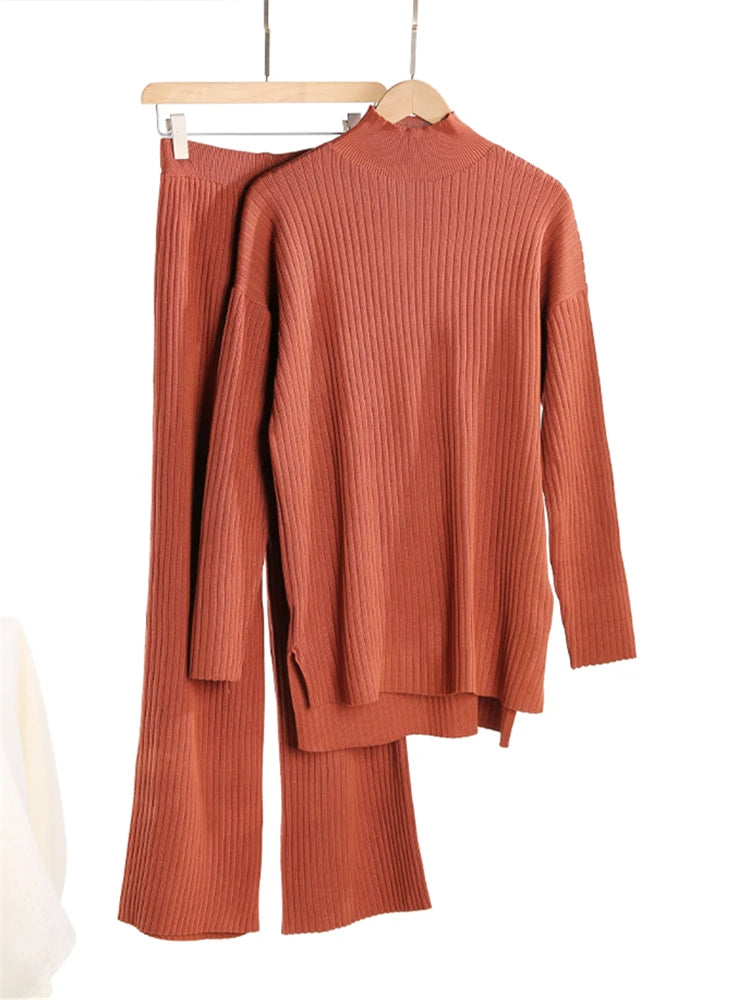 Conjunto de Punto Jersey y Pantalón Recto