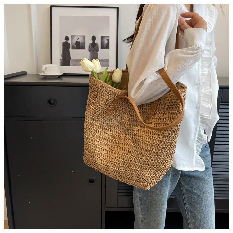 Bolso Shopper de Paja Tejido