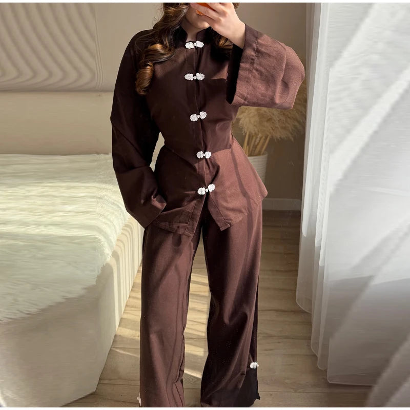Conjunto de Lino con Botones Chinos