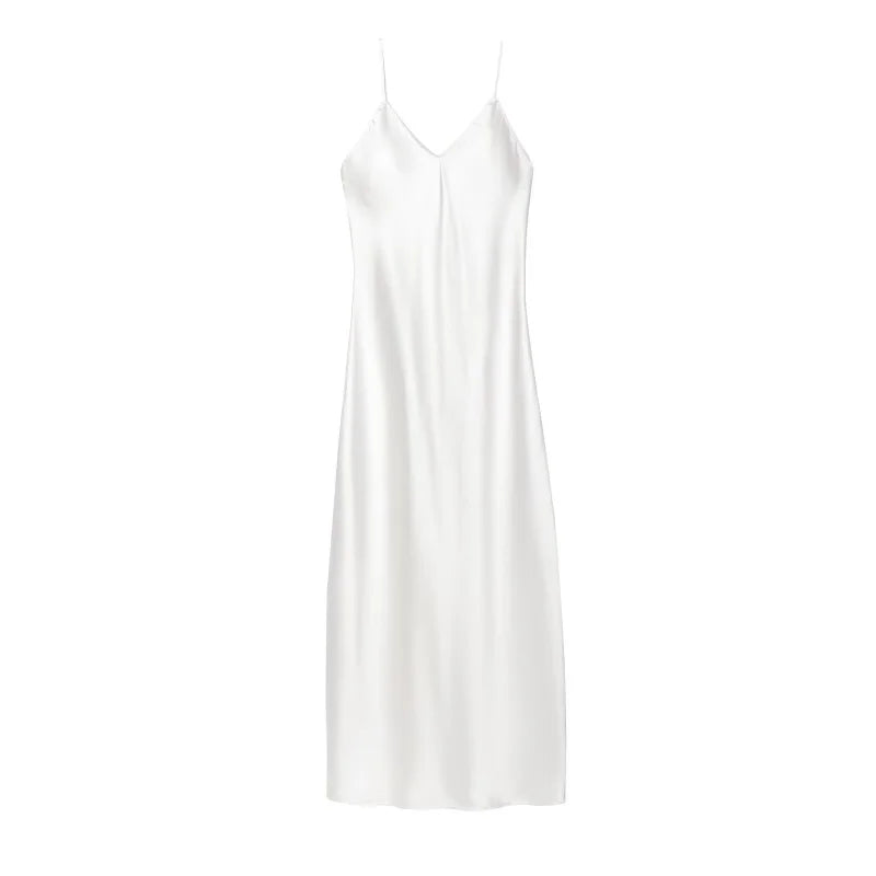 Vestido Slip Satinado Midi