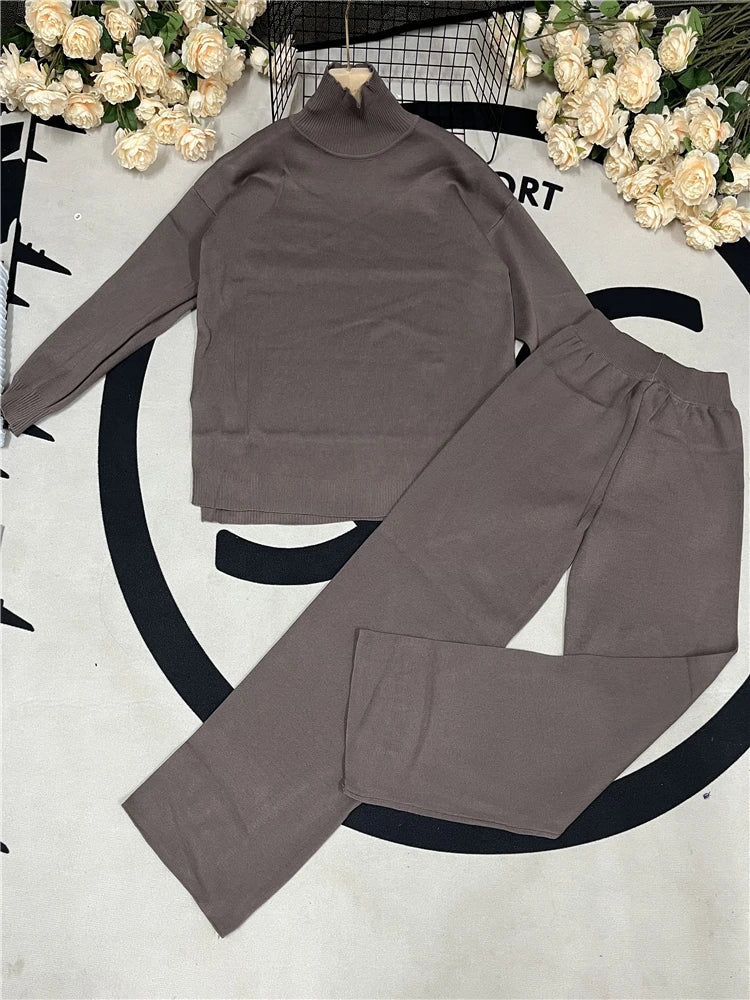 Conjunto de Punto Jersey y Pantalón Recto