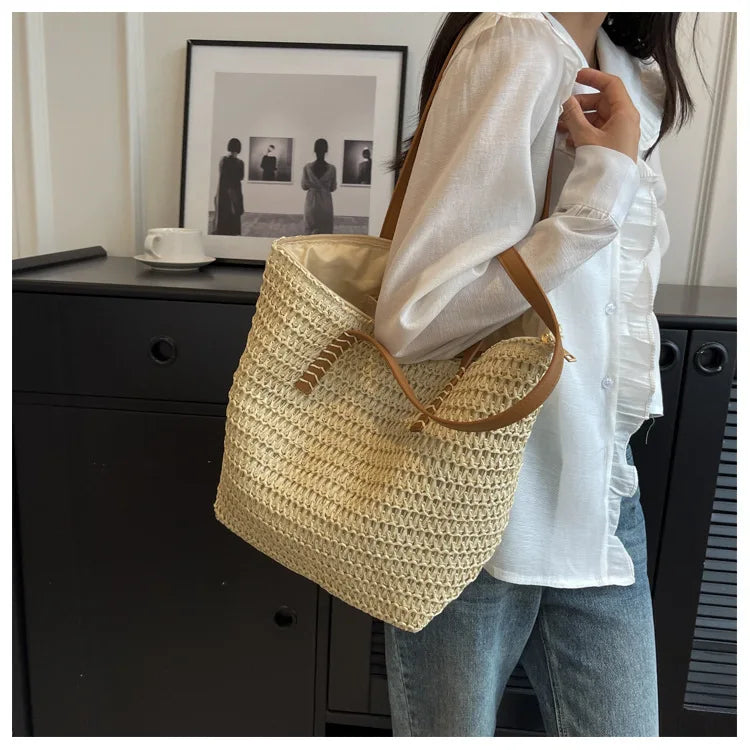 Bolso Shopper de Paja Tejido