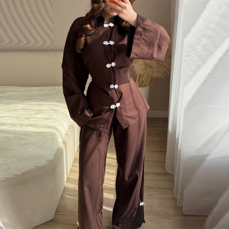 Conjunto de Lino con Botones Chinos