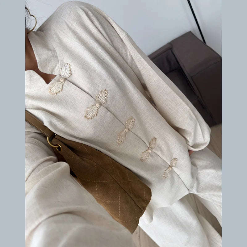 Conjunto de Lino con Botones Chinos