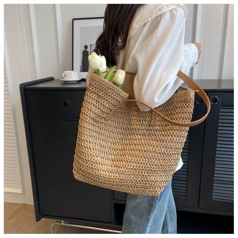 Bolso Shopper de Paja Tejido