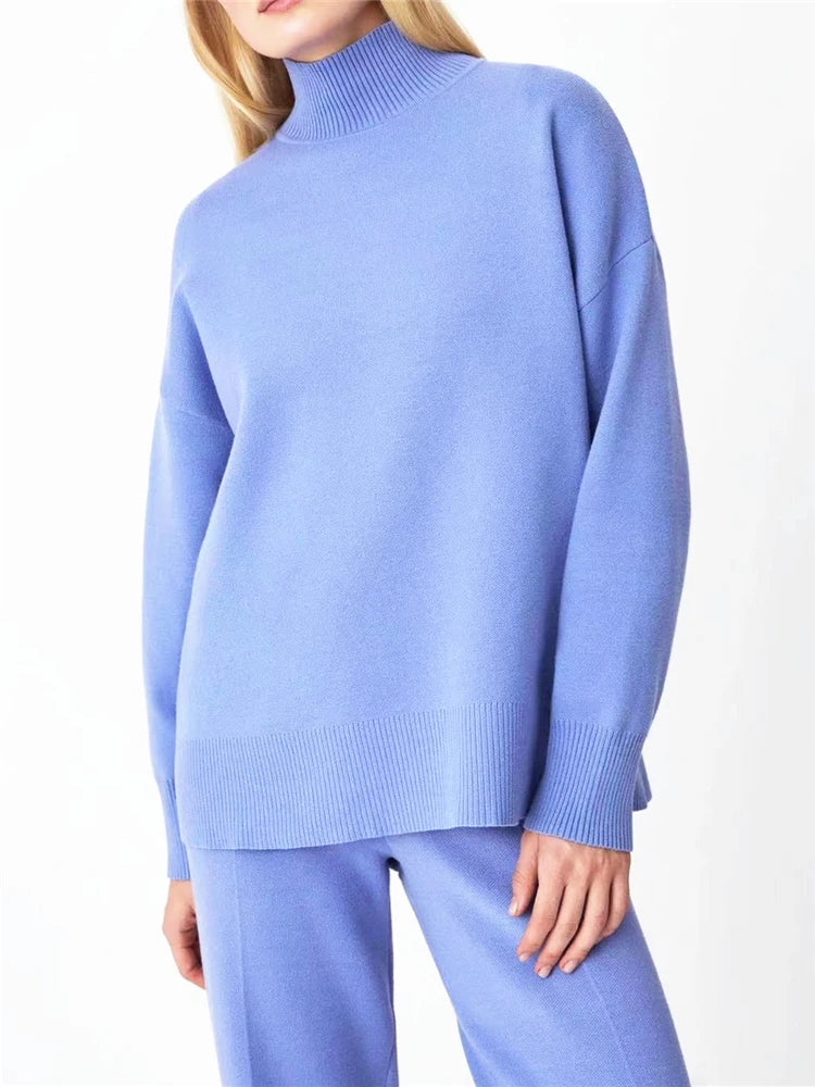 Conjunto de Punto Jersey y Pantalón Recto