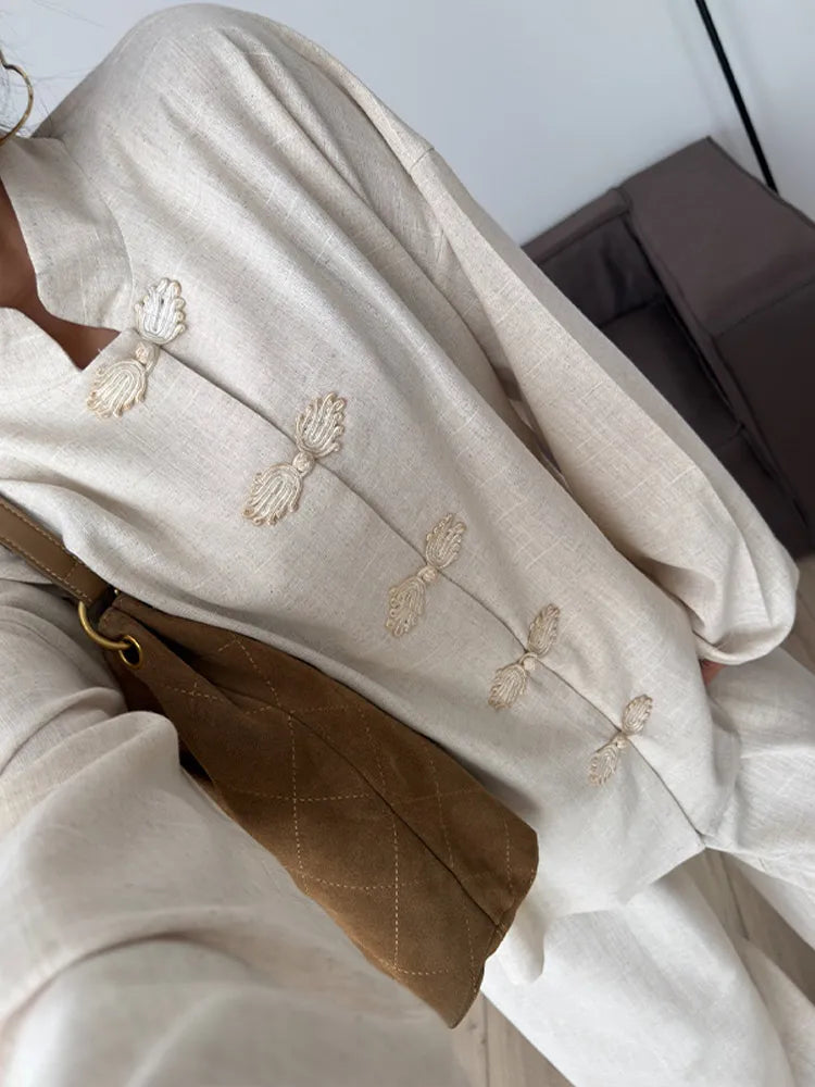Conjunto de Lino con Botones Chinos