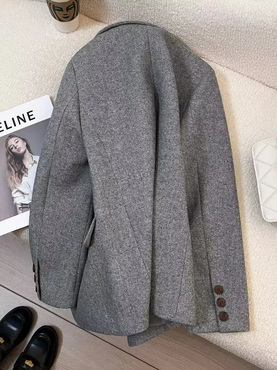 Blazer de Espiga Gris