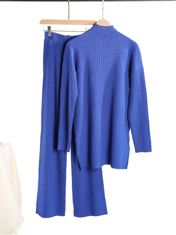 Conjunto de Punto Jersey y Pantalón Recto