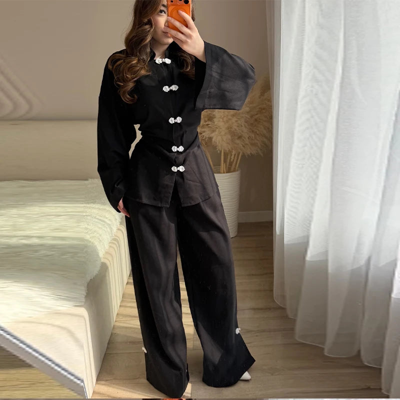 Conjunto de Lino con Botones Chinos