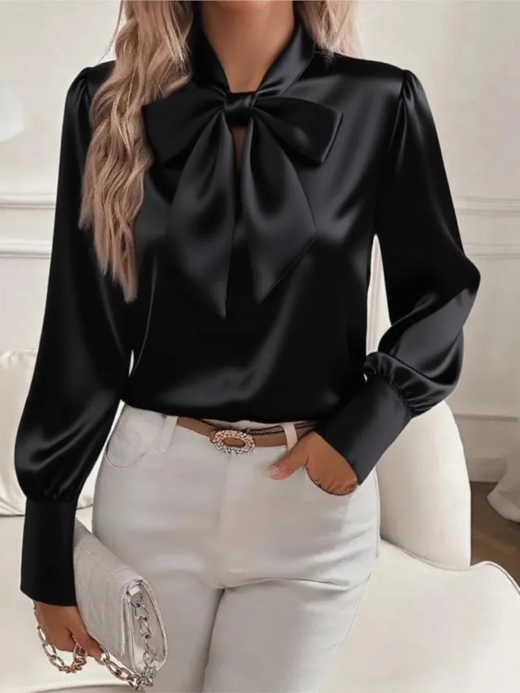Blusa Satinada con Lazo