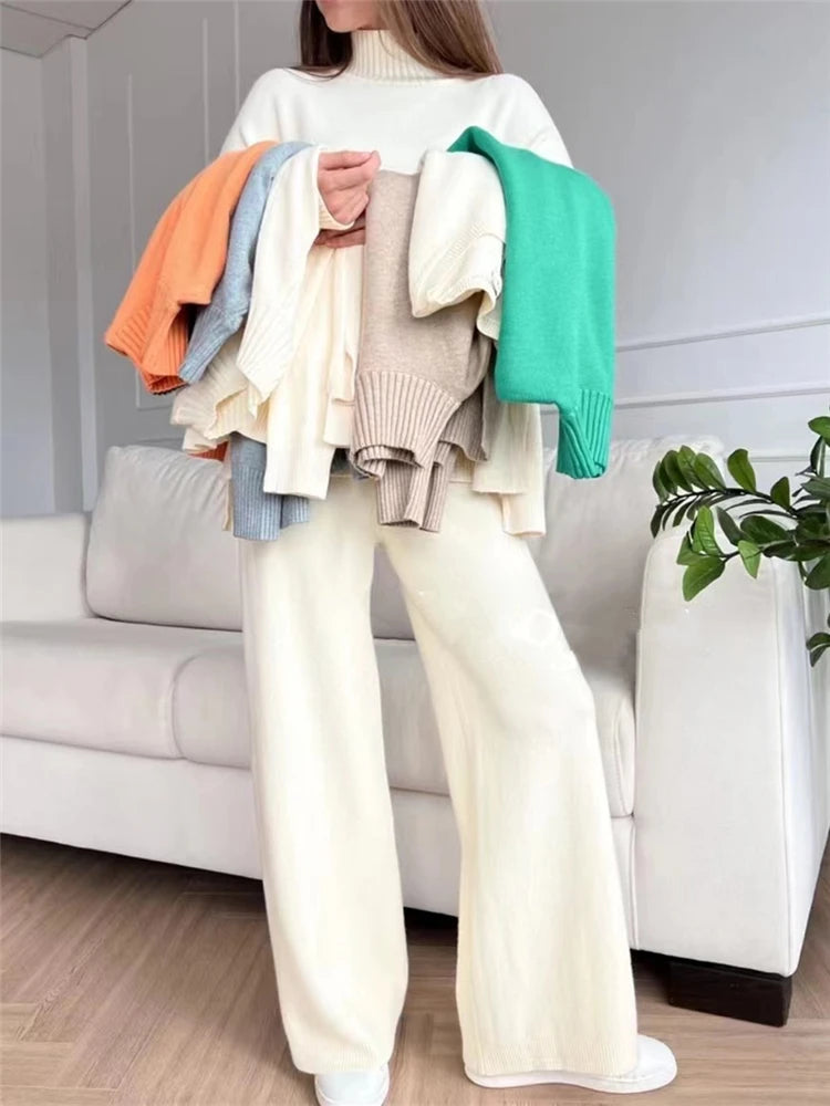 Conjunto de Punto Jersey y Pantalón Recto