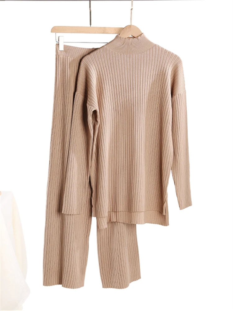 Conjunto de Punto Jersey y Pantalón Recto