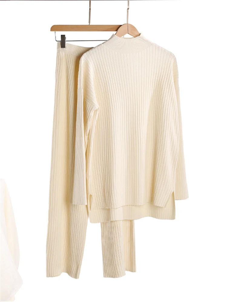 Conjunto de Punto Jersey y Pantalón Recto