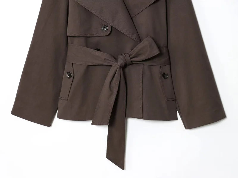 Gabardina Corta Cruzada Estilo Británico
