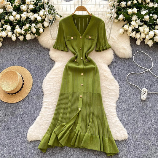 Vestido Largo de Punto con Volante