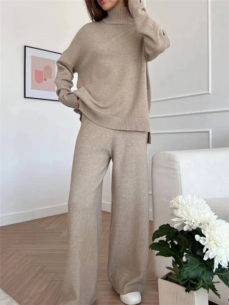 Conjunto de Punto Jersey y Pantalón Recto