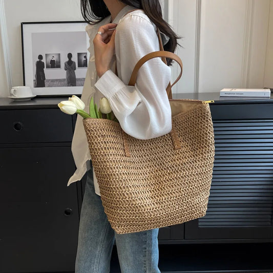 Bolso Shopper de Paja Tejido