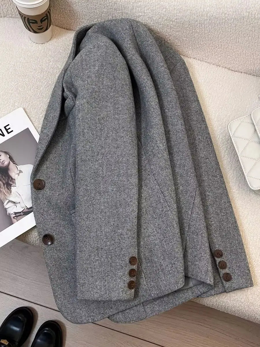 Blazer de Espiga Gris