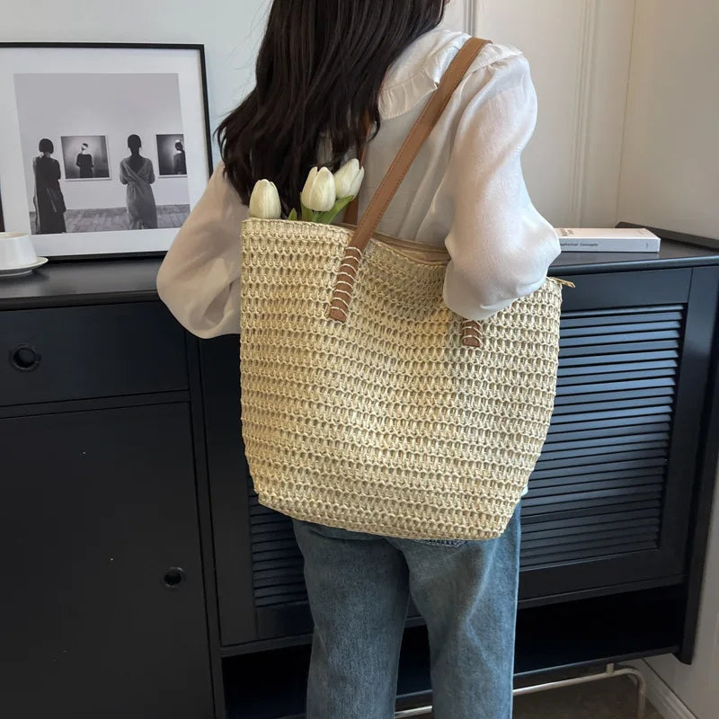 Bolso Shopper de Paja Tejido