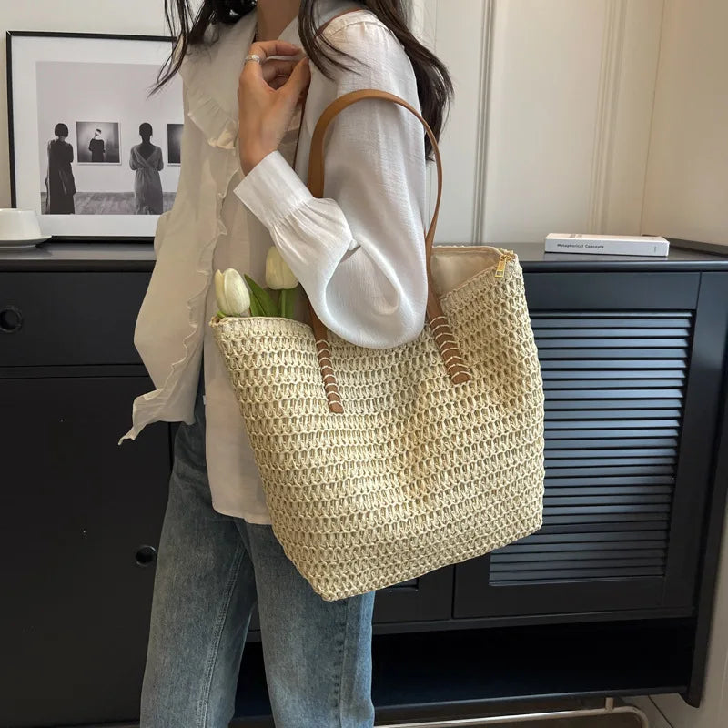 Bolso Shopper de Paja Tejido