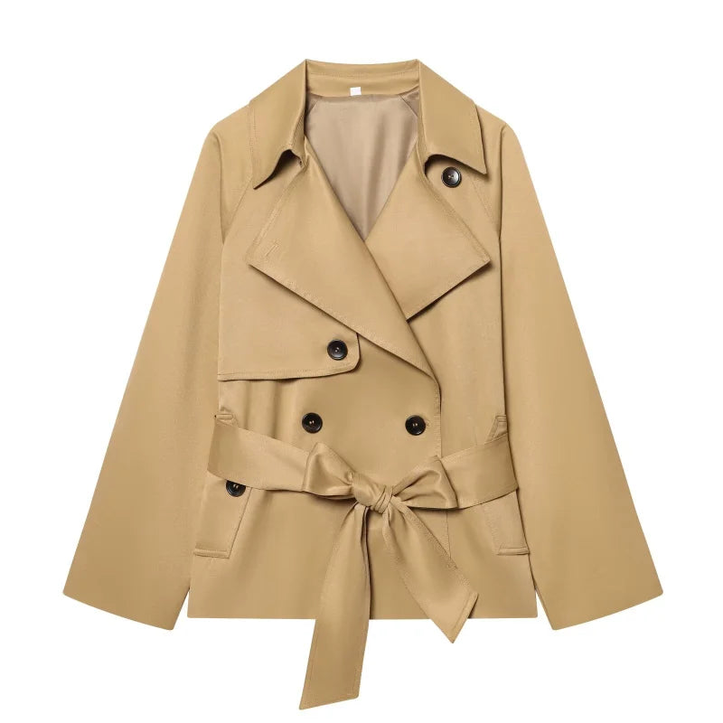 Gabardina Corta Cruzada Estilo Británico