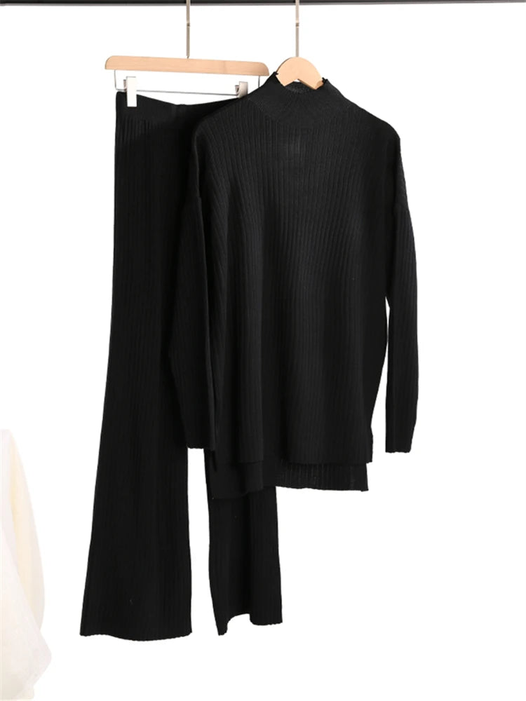 Conjunto de Punto Jersey y Pantalón Recto