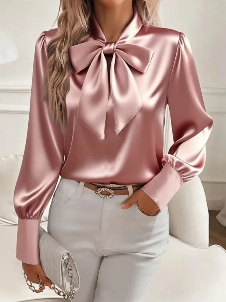 Blusa Satinada con Lazo