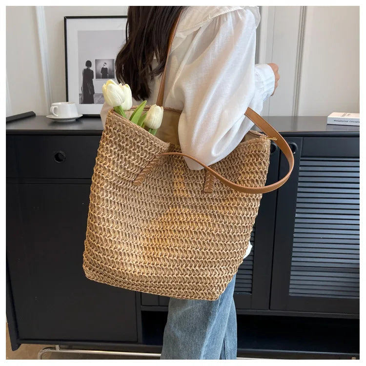 Bolso Shopper de Paja Tejido