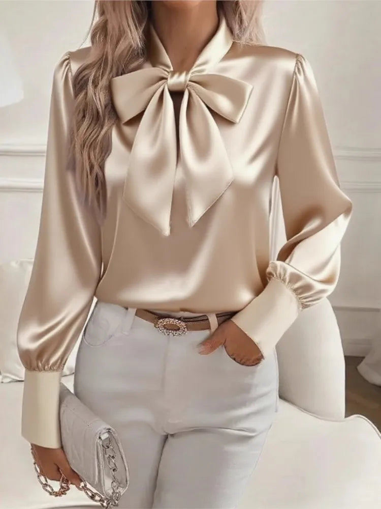 Blusa Satinada con Lazo