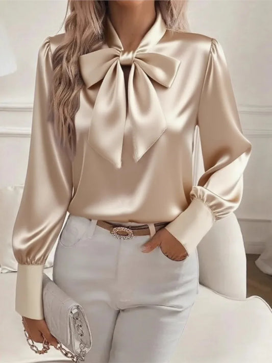 Blusa Satinada con Lazo