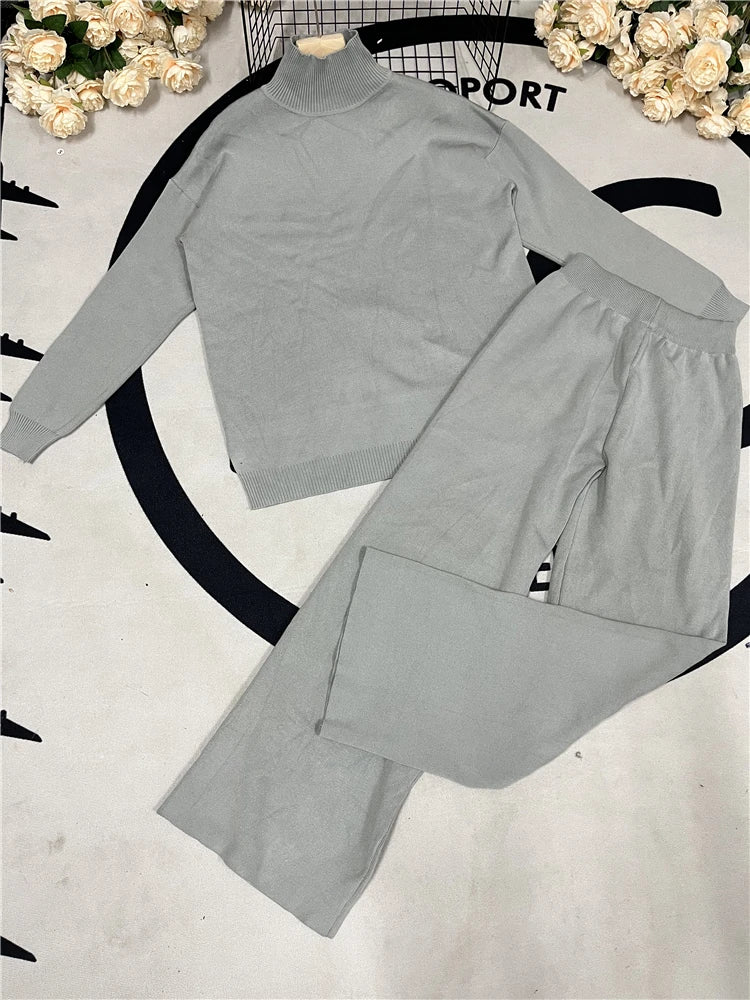 Conjunto de Punto Jersey y Pantalón Recto