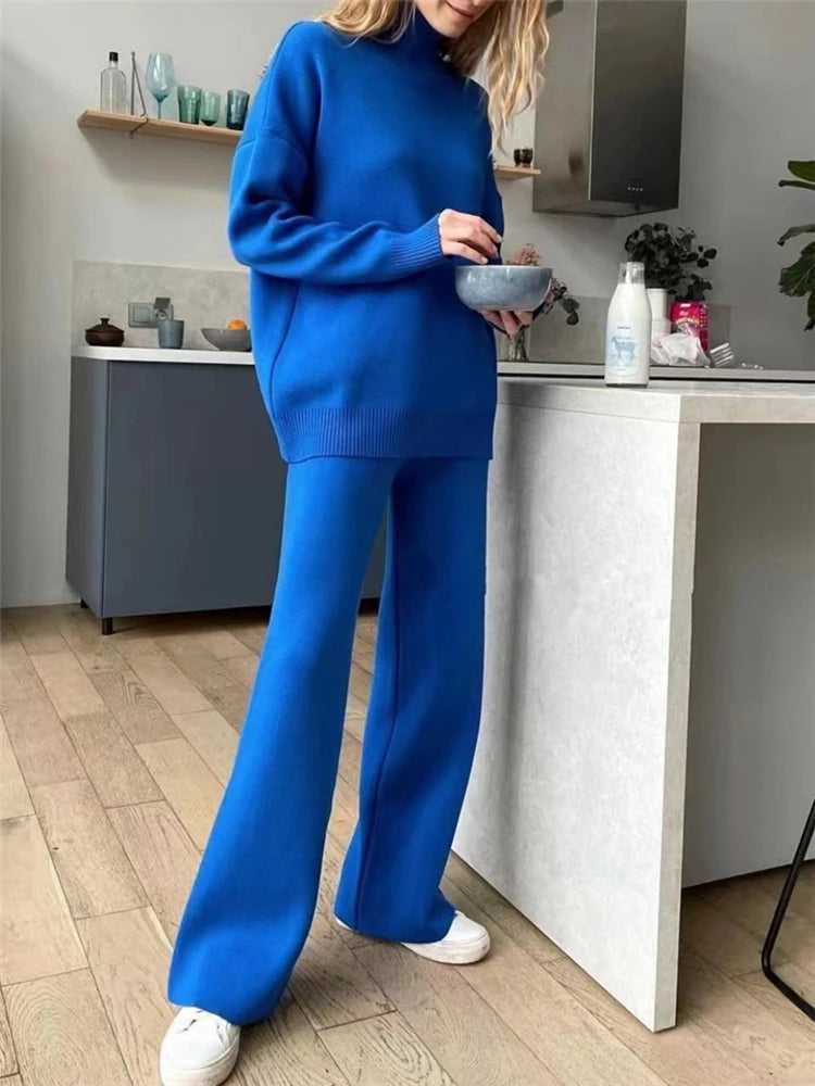 Conjunto de Punto Jersey y Pantalón Recto