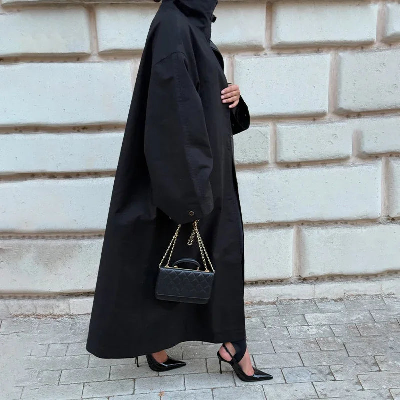 Gabardina Larga de Cuello Alto
