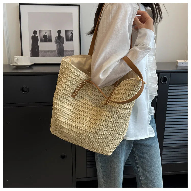Bolso Shopper de Paja Tejido